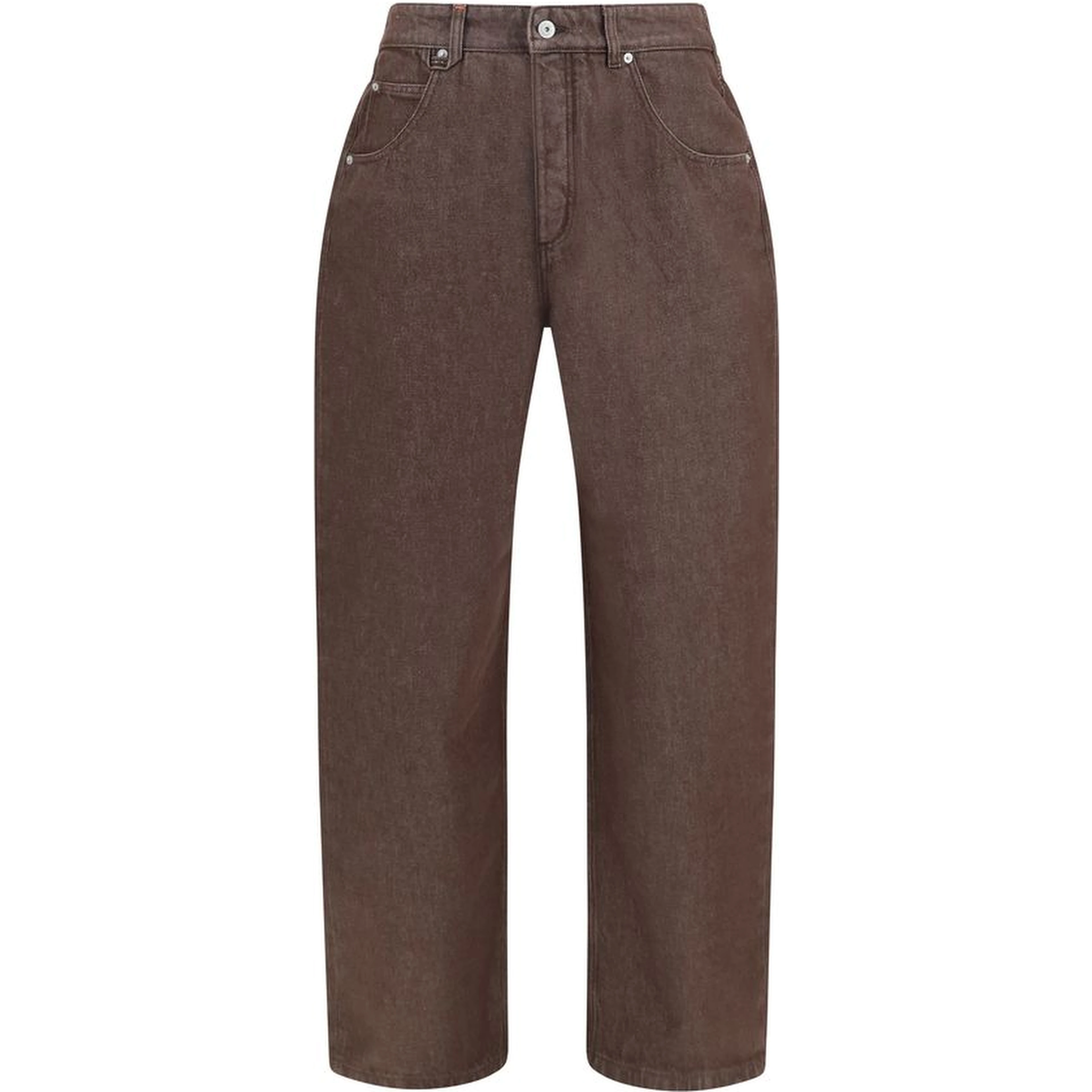 Brown Polyester Straight-Leg Jeans