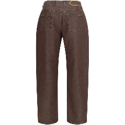 Brown Polyester Straight-Leg Jeans