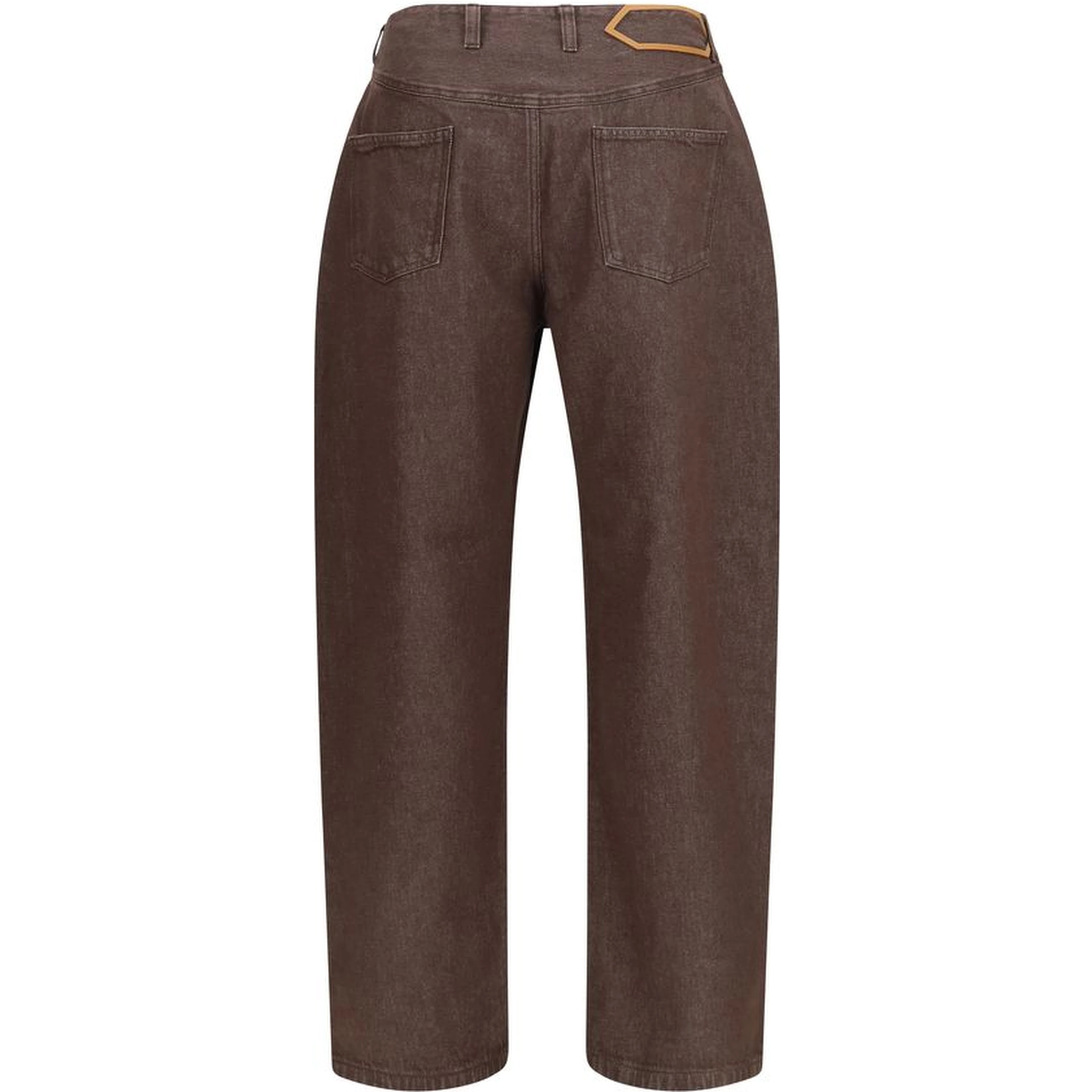 Brown Polyester Straight-Leg Jeans
