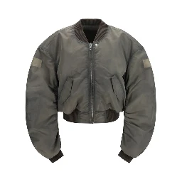 Gray Nylon Bomber