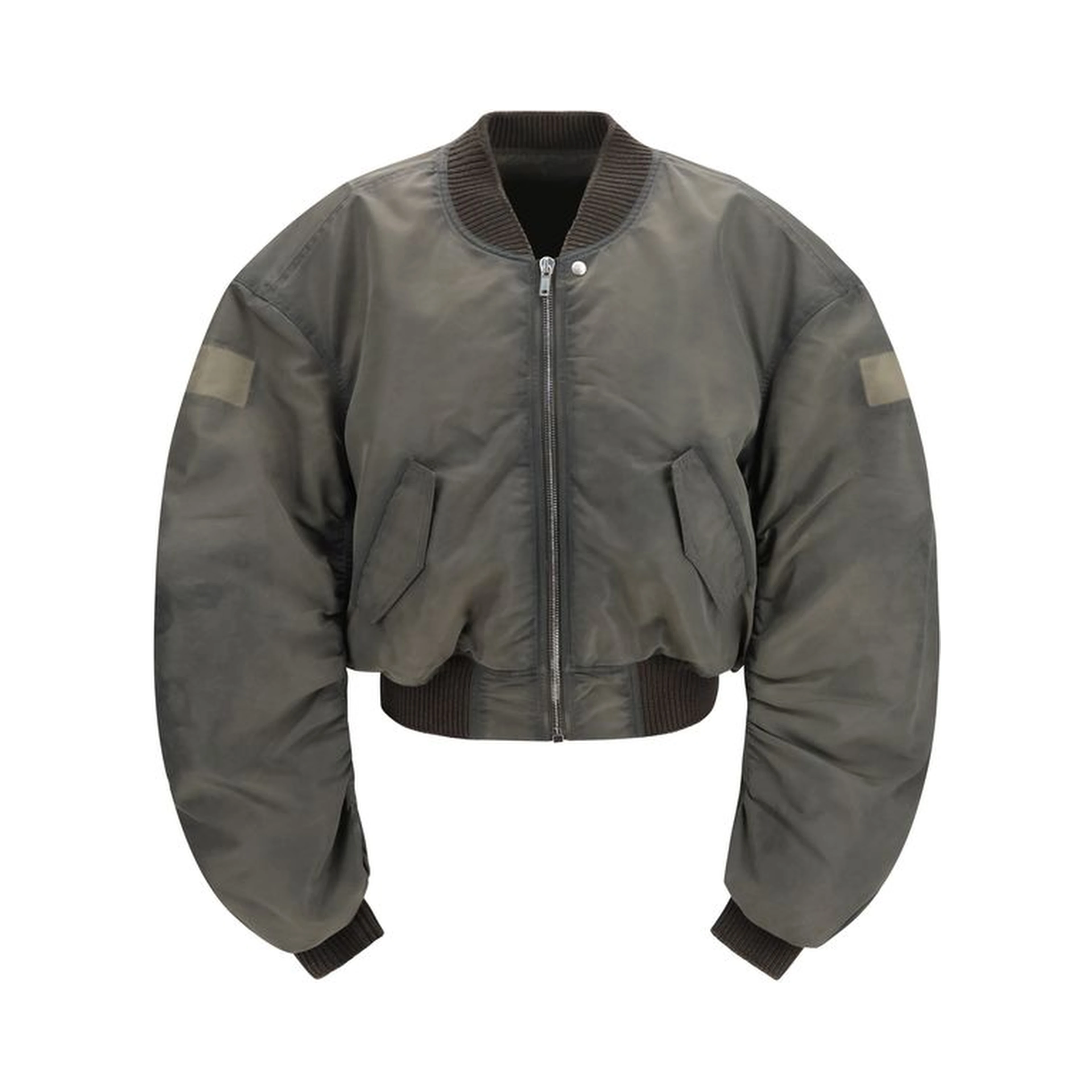 Gray Nylon Bomber