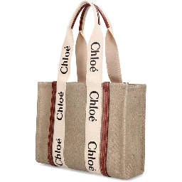 حقيبة تسوق من الكتان البيج