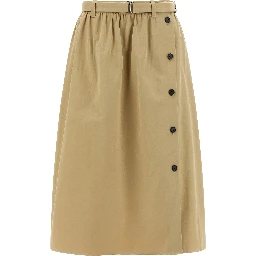 Beige Cotton Midi Skirt