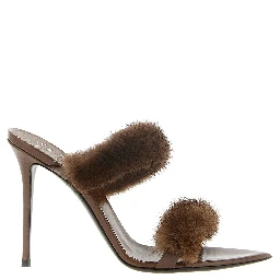 Brown Cowhide Stiletto Heel Sandals