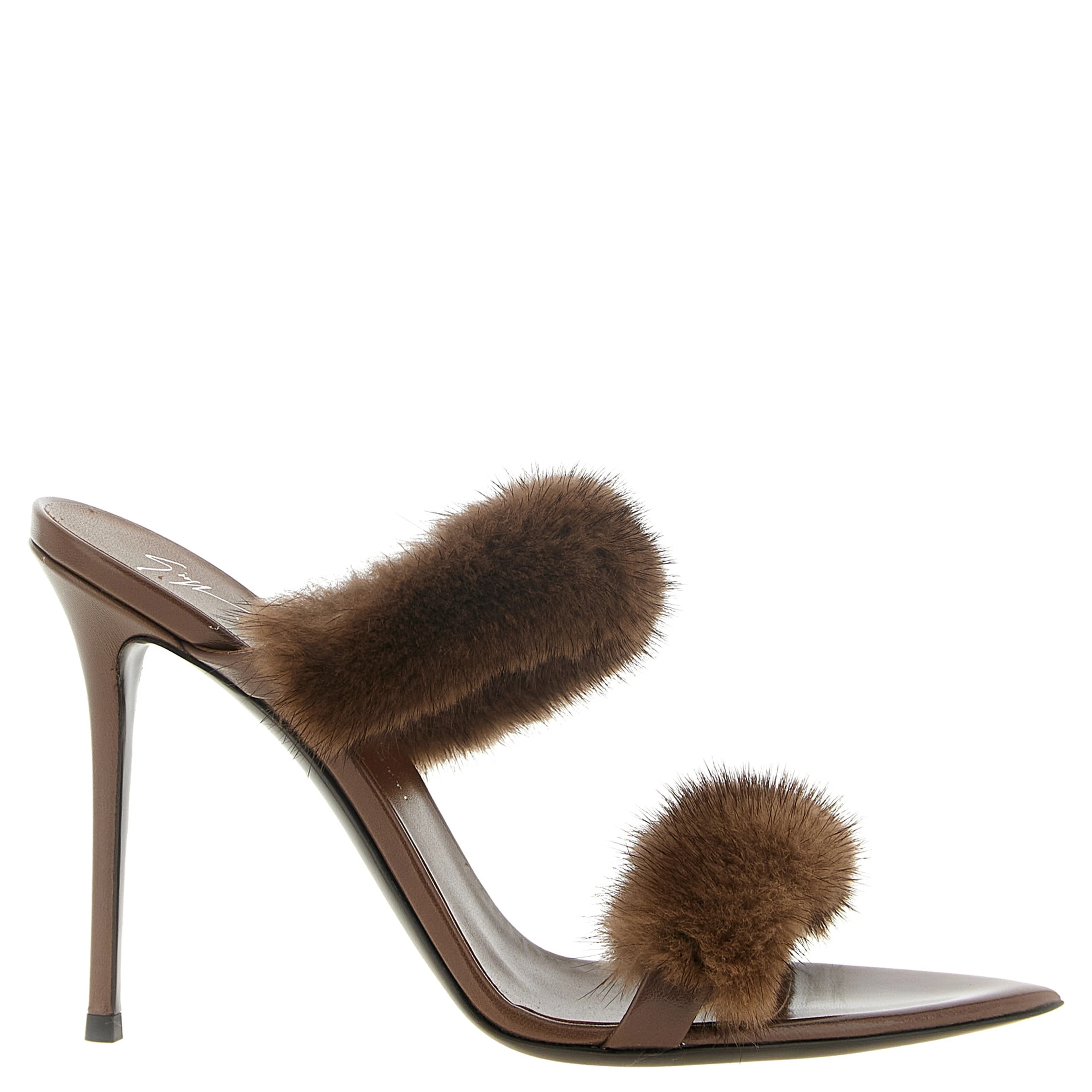 Brown Cowhide Stiletto Heel Sandals