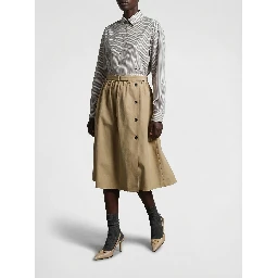 Beige Cotton Midi Skirt