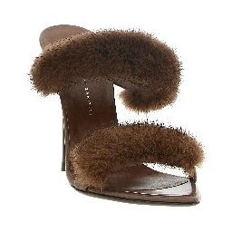 Brown Cowhide Stiletto Heel Sandals
