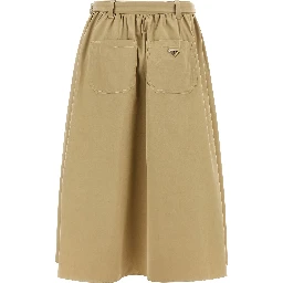 Beige Cotton Midi Skirt