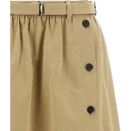Beige Cotton Midi Skirt