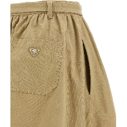 Beige Cotton Midi Skirt