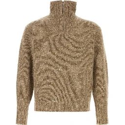 LOW-GAUGE HOMESPUN TWEED KNIT ZIP TURTLE