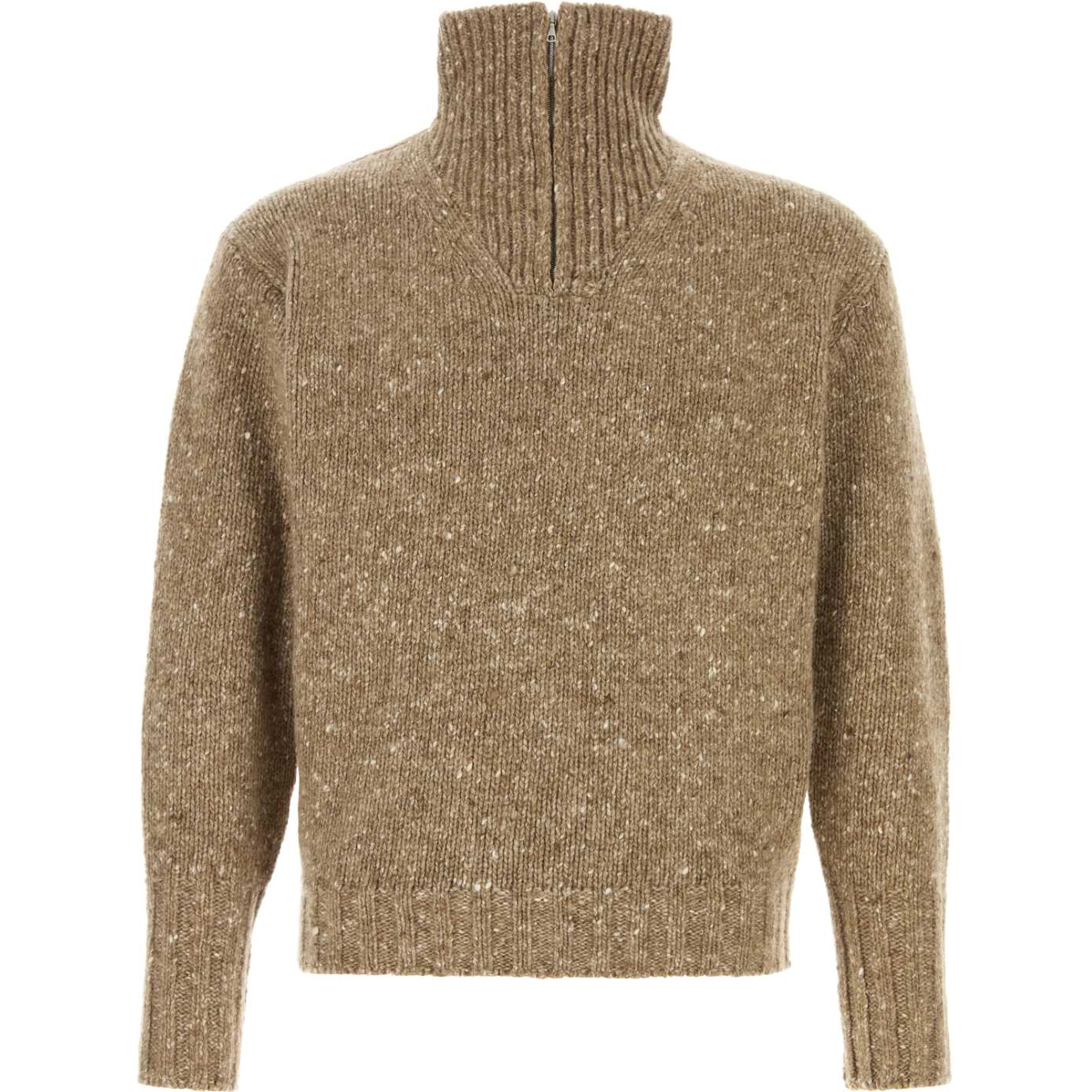 LOW-GAUGE HOMESPUN TWEED KNIT ZIP TURTLE