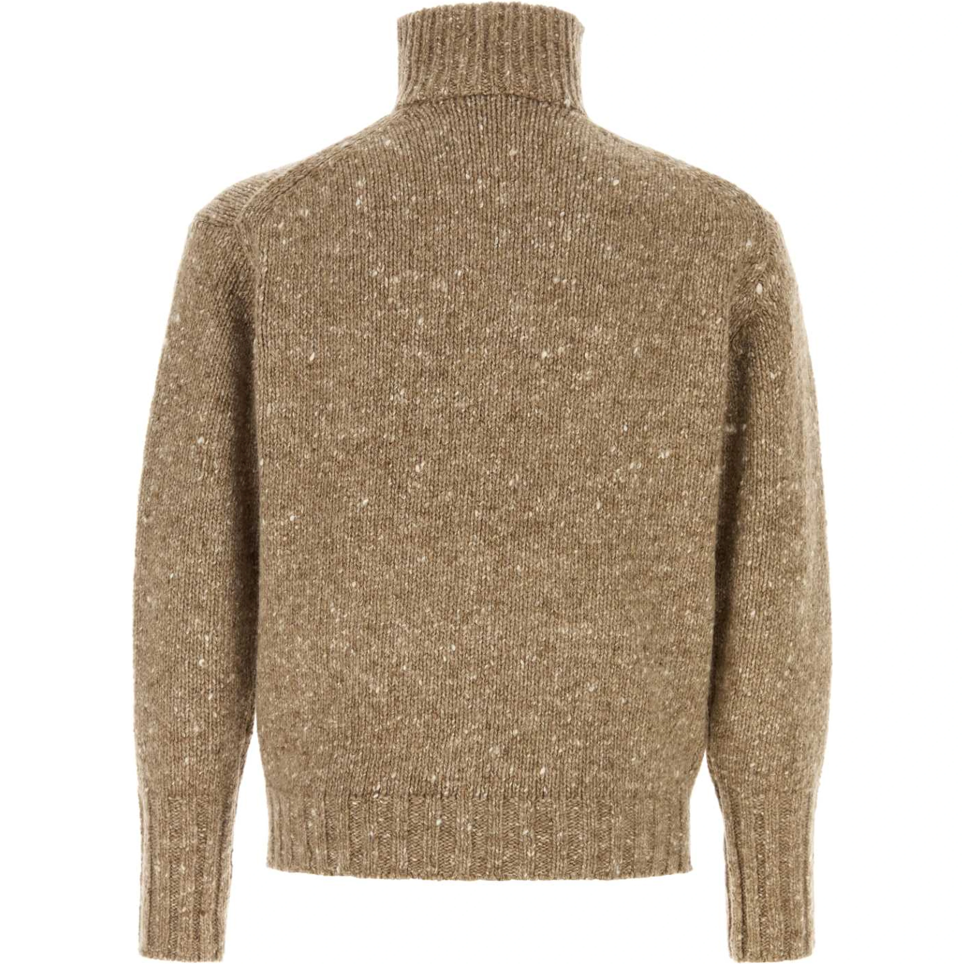 LOW-GAUGE HOMESPUN TWEED KNIT ZIP TURTLE