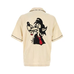 WOLF EMBROIDERED CAMP SHIRT