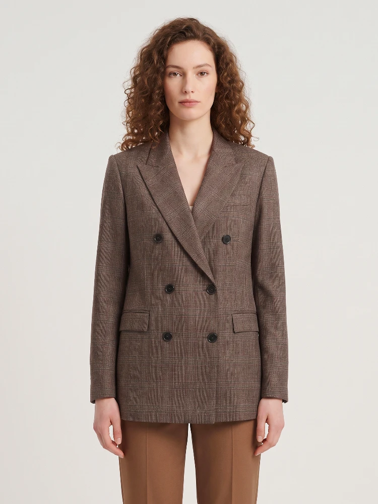Double-breasted jacket in prince of Wales check