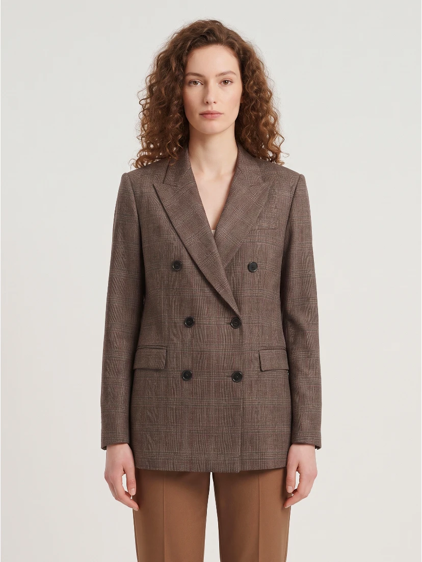 Double-breasted jacket in prince of Wales check
