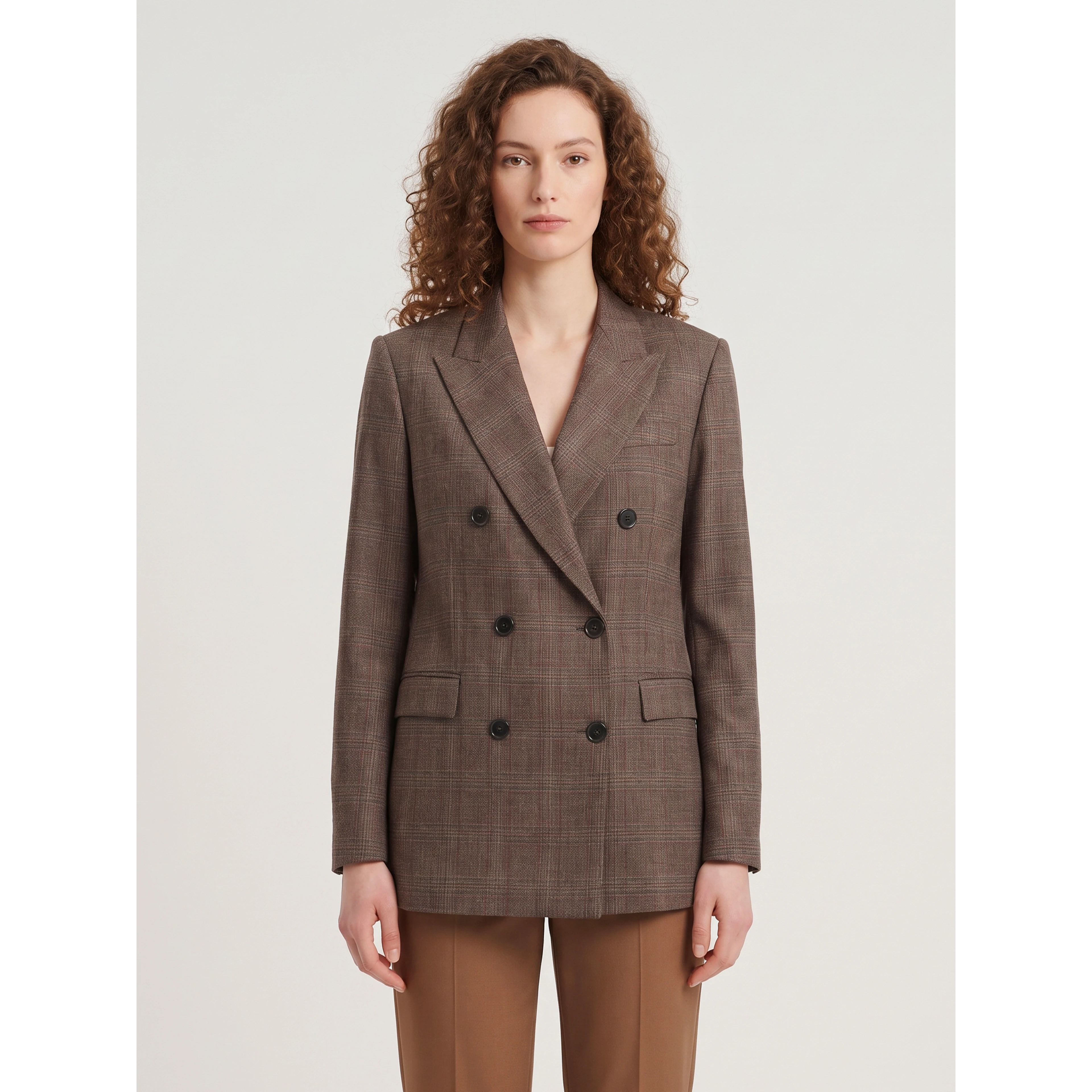 Double-breasted jacket in prince of Wales check