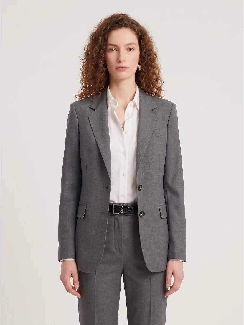 Single-breasted jacket in stretch canvas