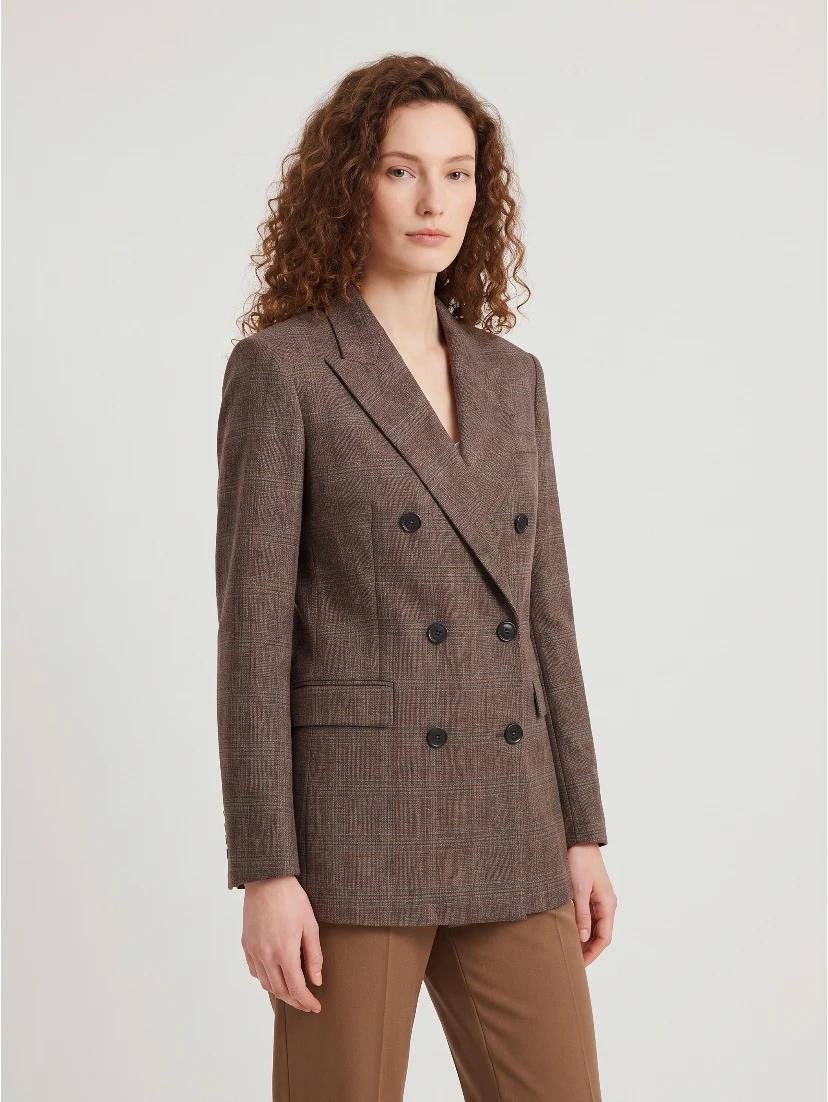 Double-breasted jacket in prince of Wales check