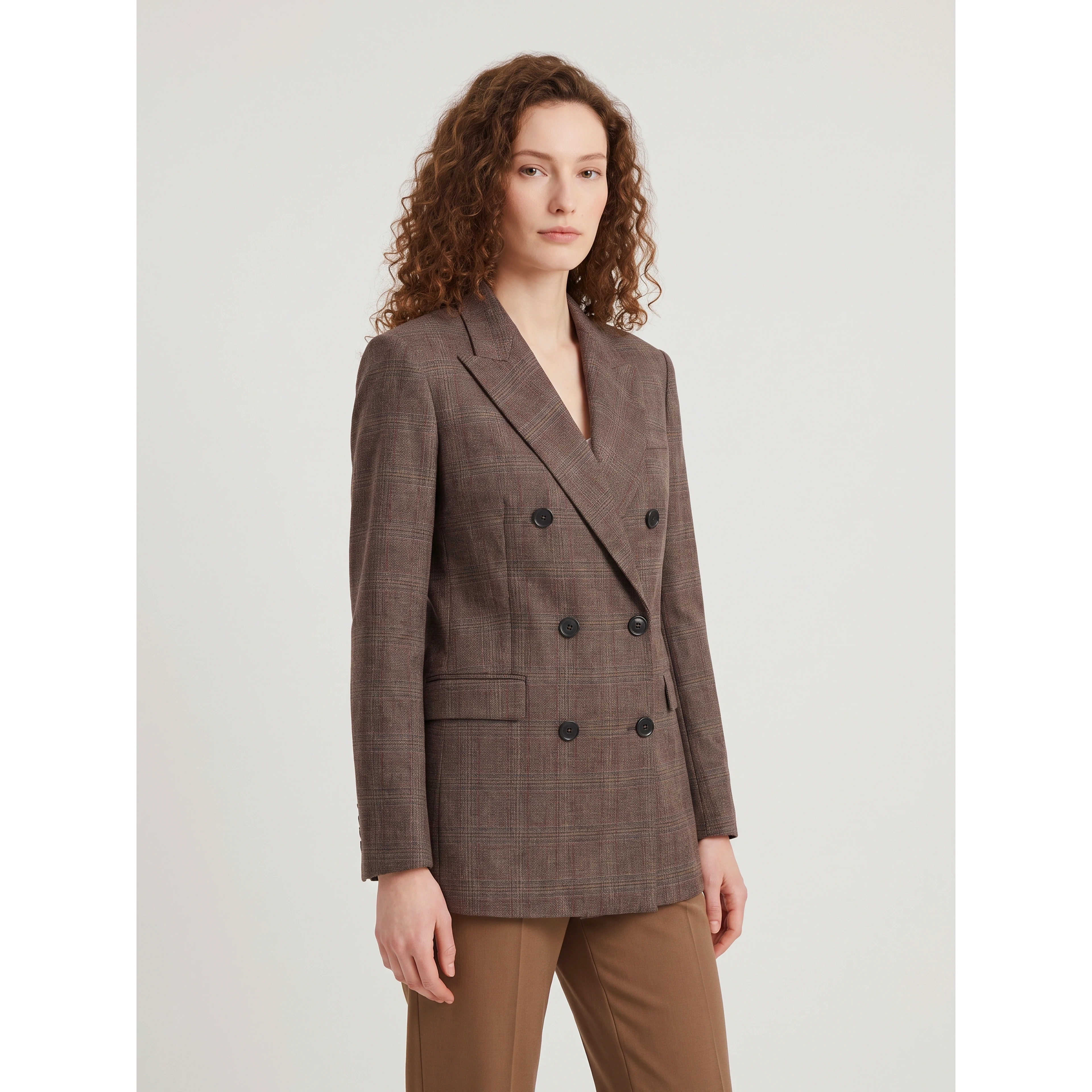Double-breasted jacket in prince of Wales check