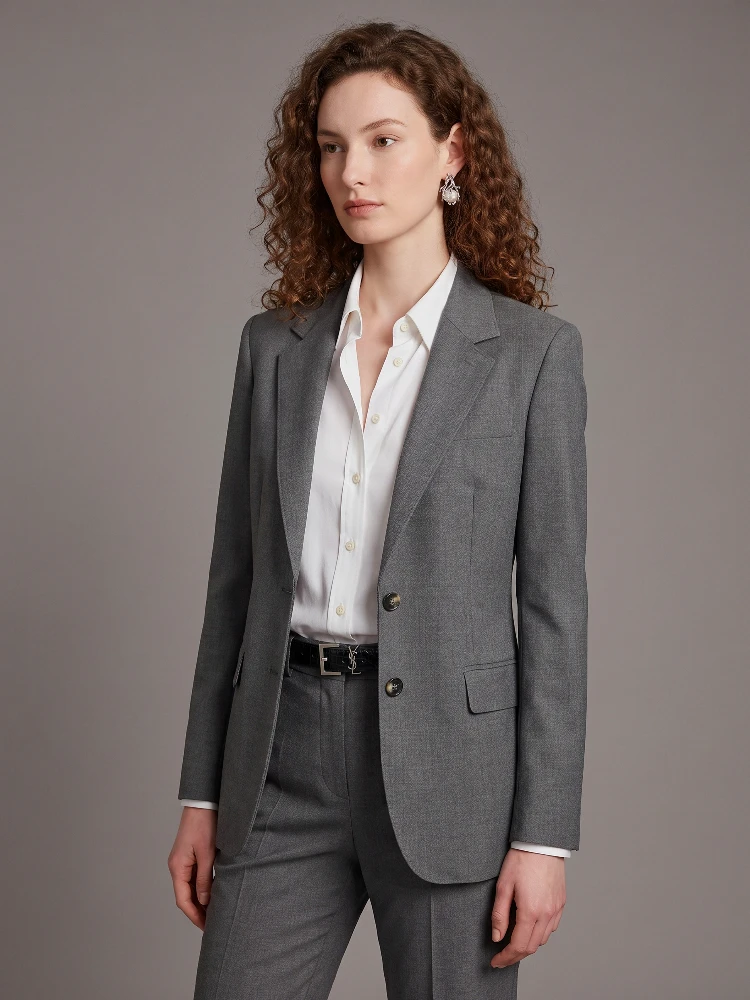 Single-breasted jacket in stretch canvas alternative