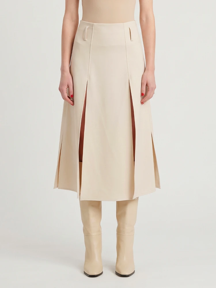 Midi panel skirt in double crepe