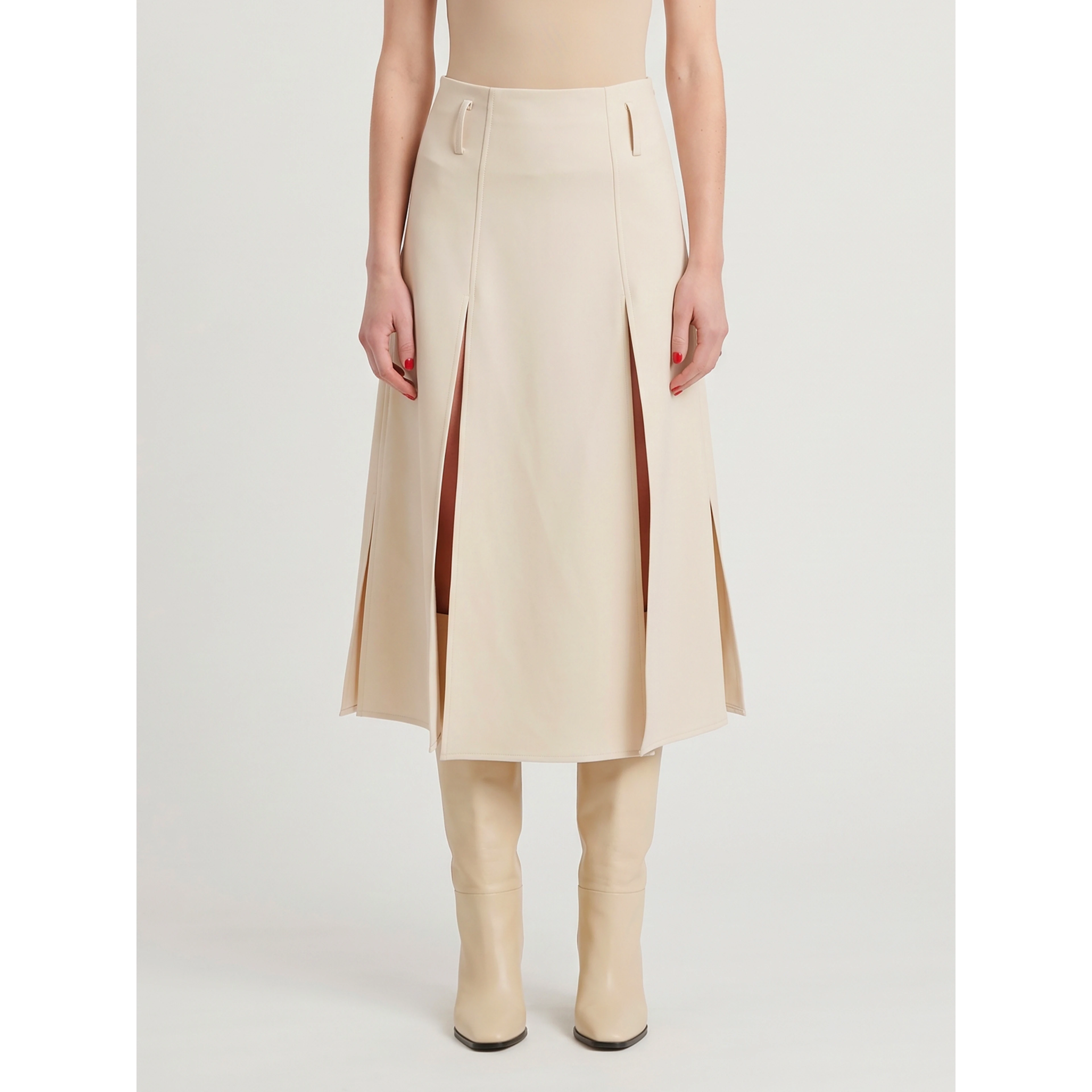 Midi panel skirt in double crepe