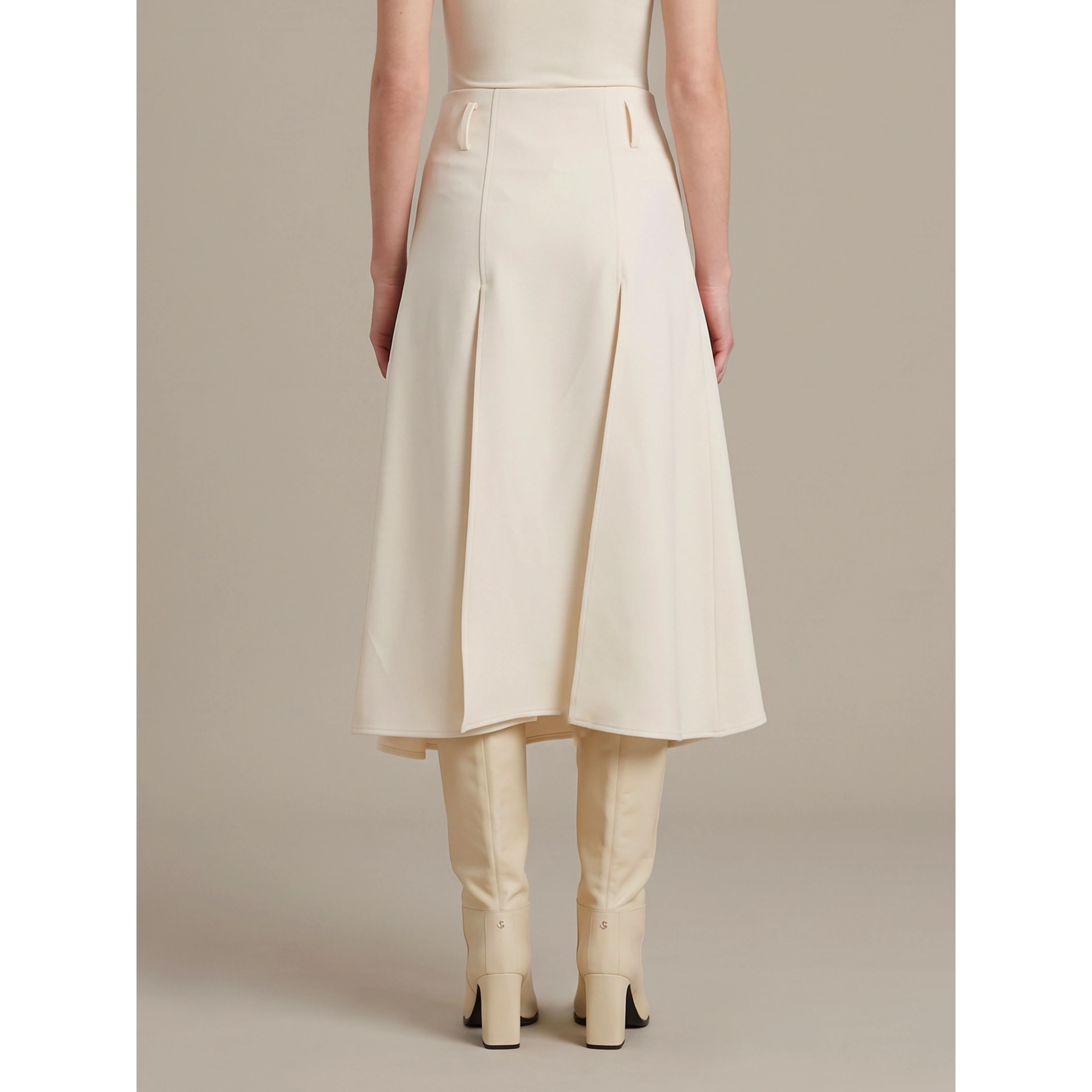 Midi panel skirt in double crepe