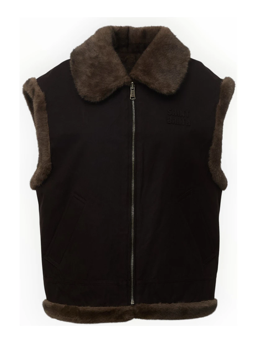 Hesketh Wax Fur Shearling Gilet With Collar