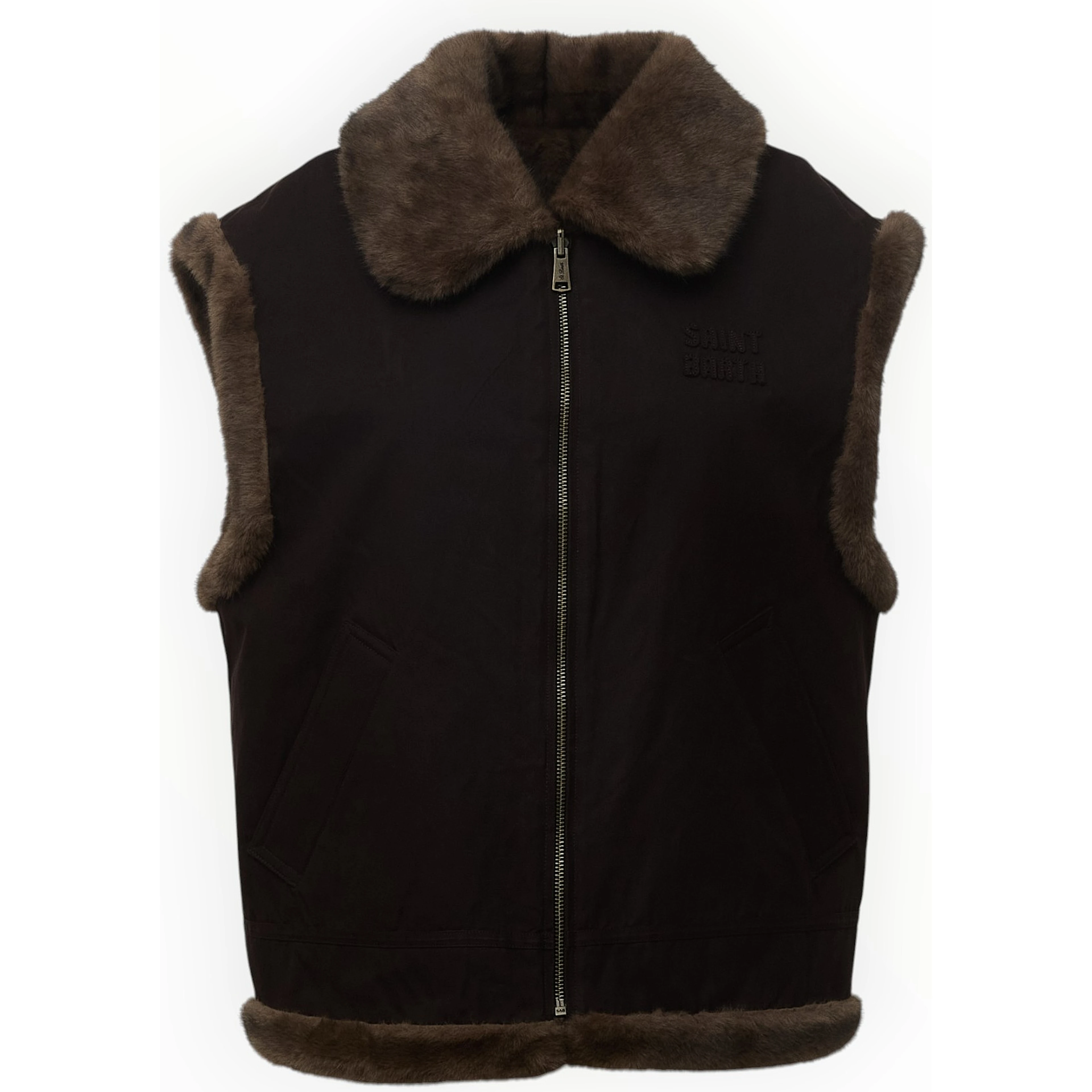 Hesketh Wax Fur Shearling Gilet With Collar