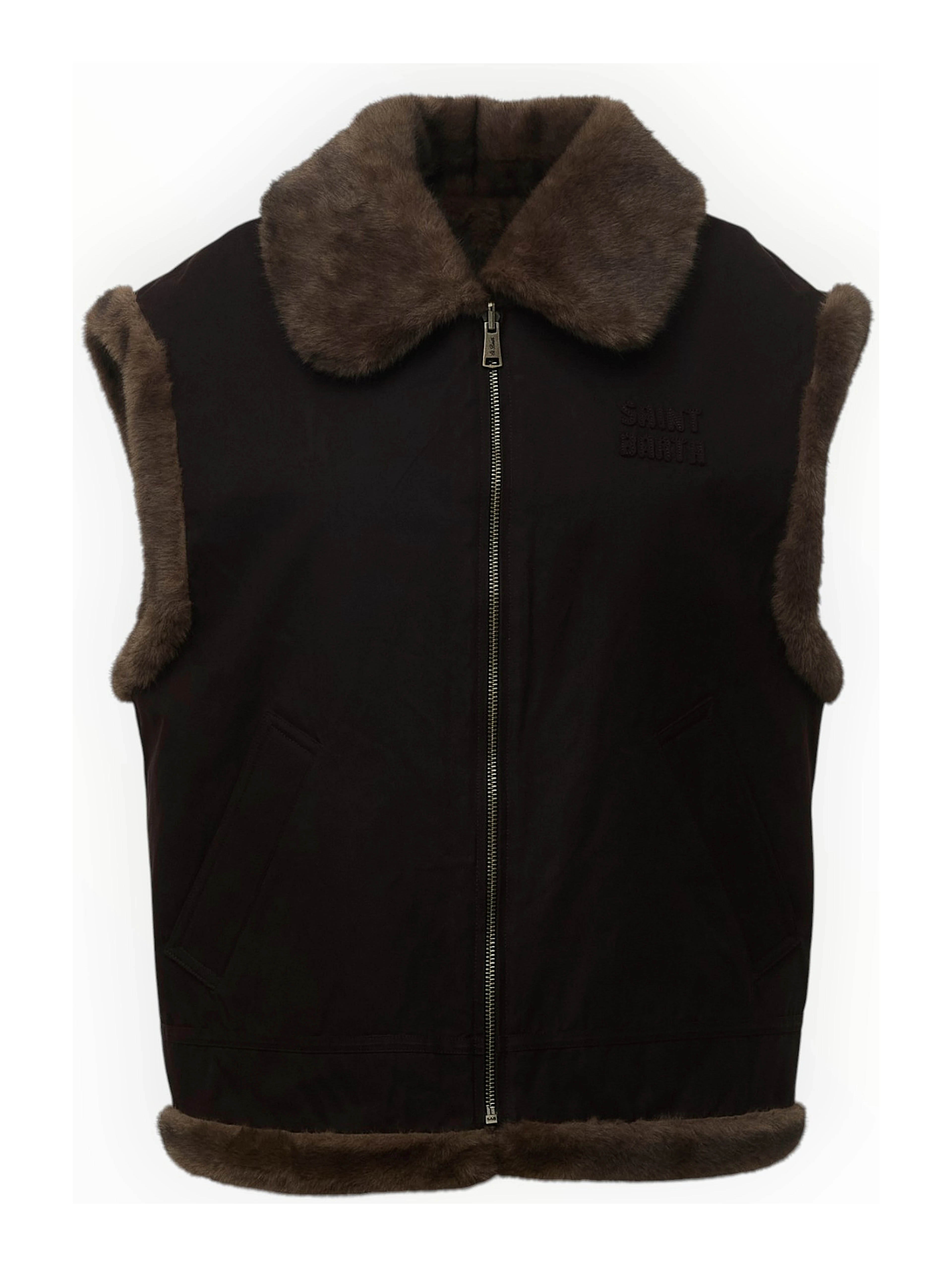Hesketh Wax Fur Shearling Gilet With Collar