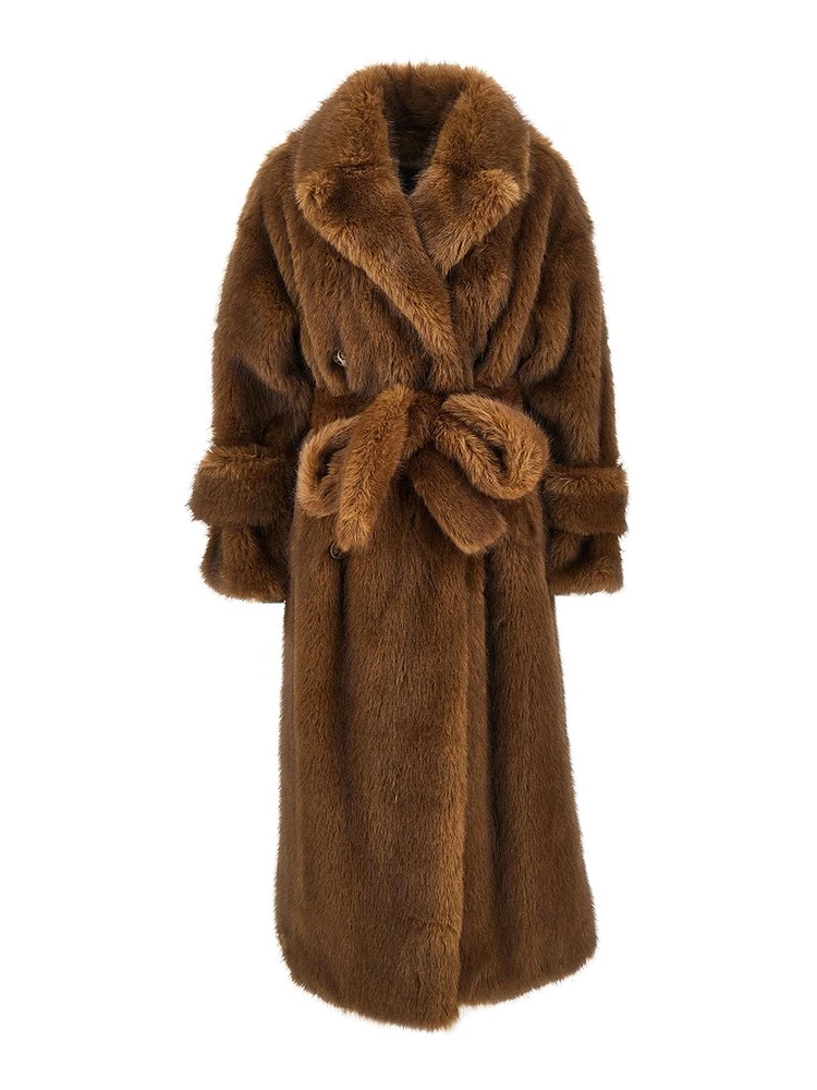 'Farrah' faux fur long trench coat