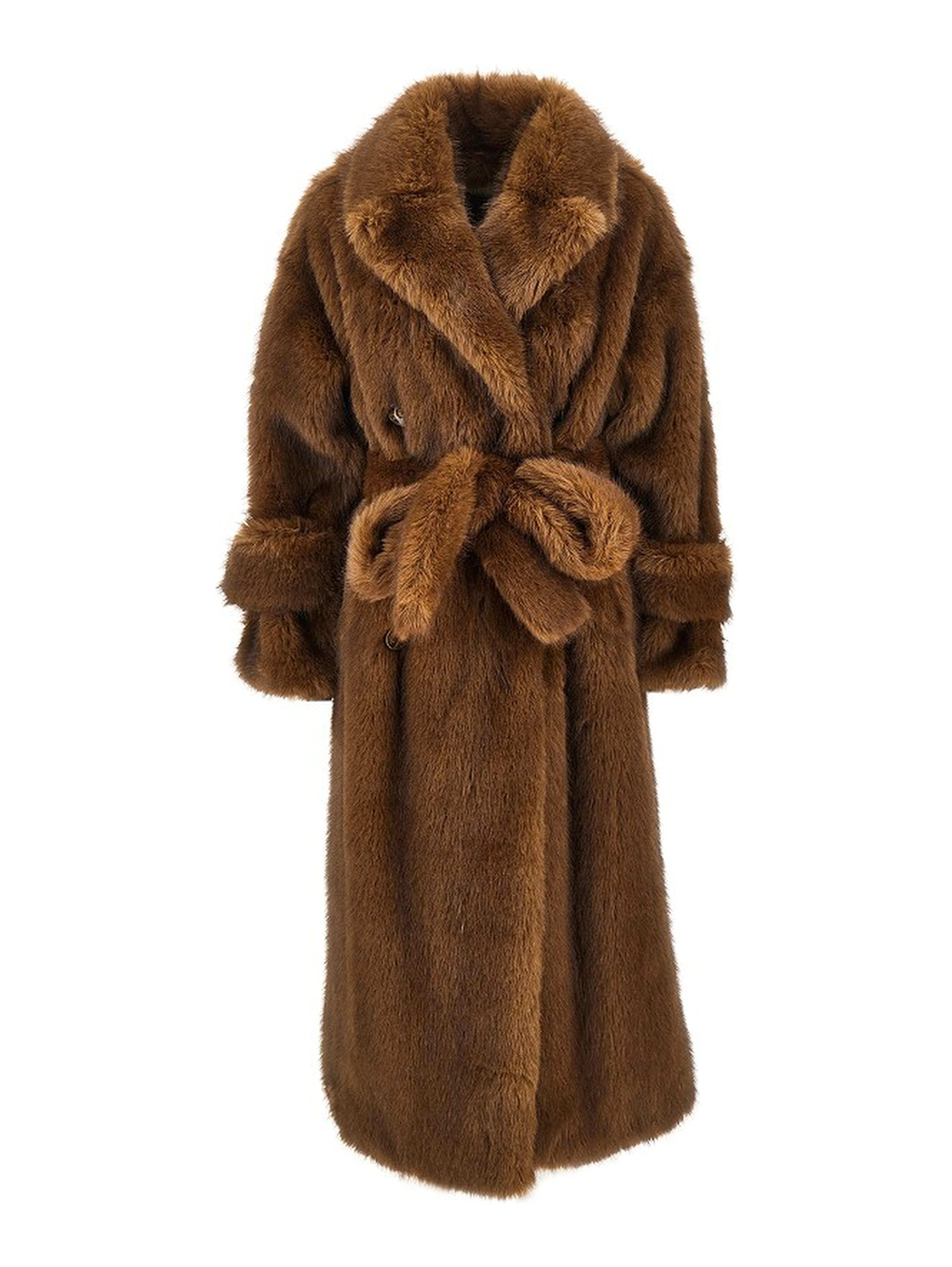'Farrah' faux fur long trench coat