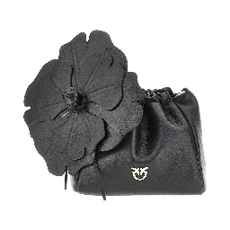 Nappa leather bucket bag with flower