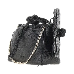Nappa leather bucket bag with flower