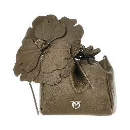 Nappa leather bucket bag with flower