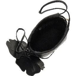 Nappa leather bucket bag with flower