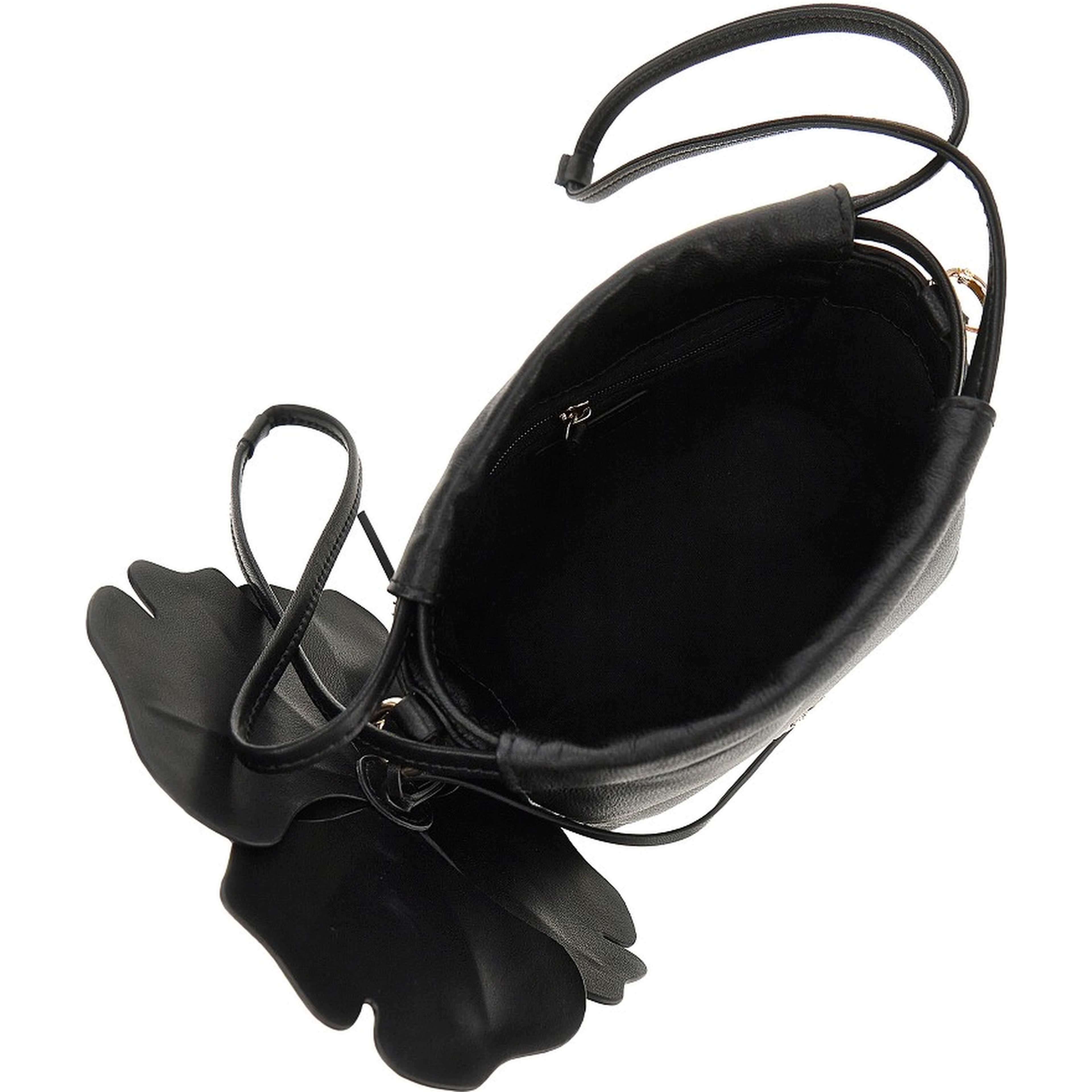 Nappa leather bucket bag with flower