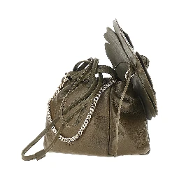 Nappa leather bucket bag with flower