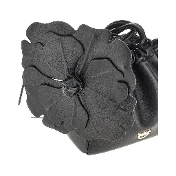 Nappa leather bucket bag with flower