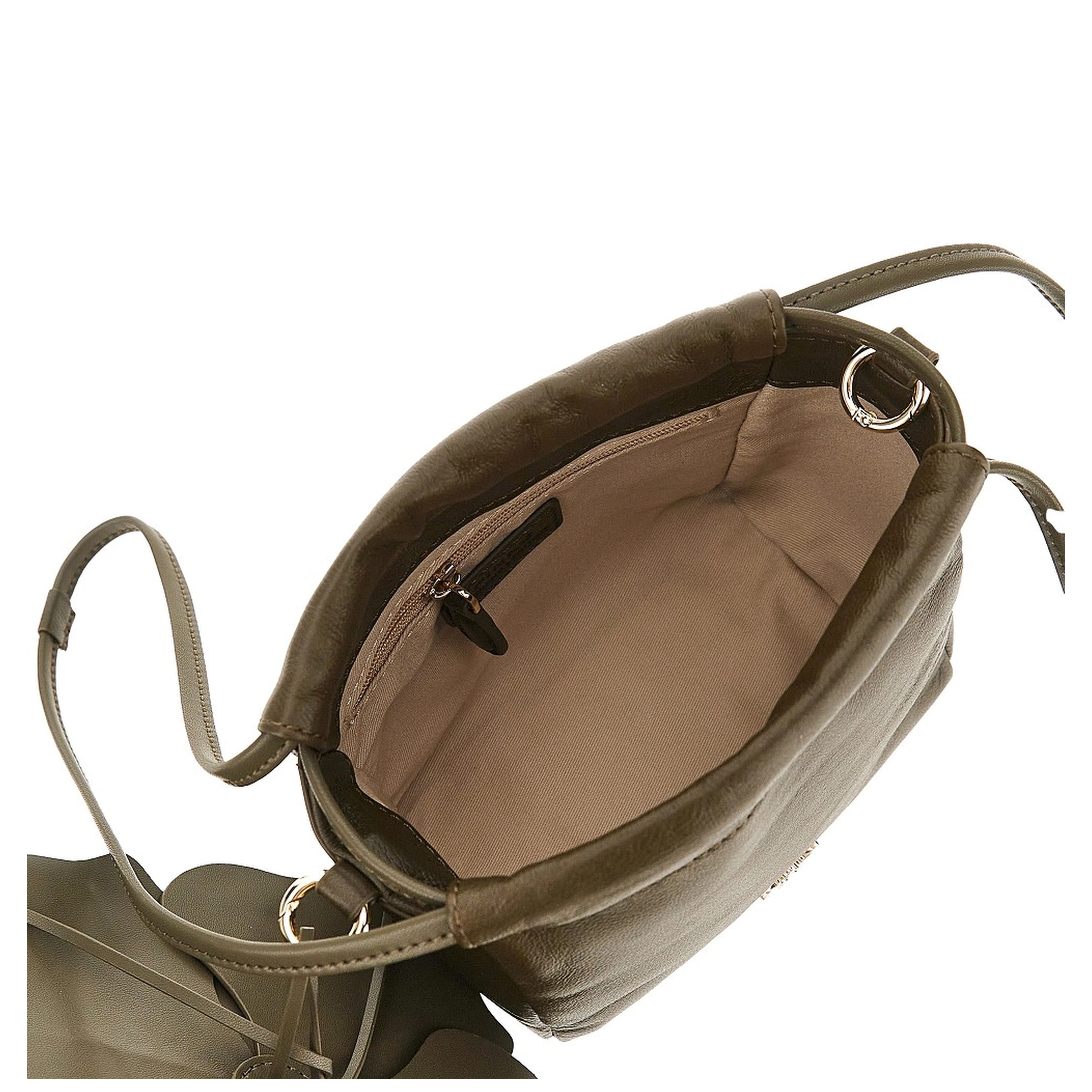 Nappa leather bucket bag with flower