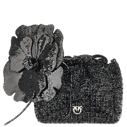 Full-strass bucket bag with flower