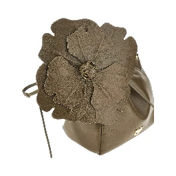 Nappa leather bucket bag with flower