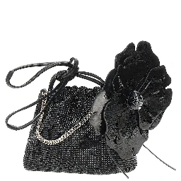 Full-strass bucket bag with flower