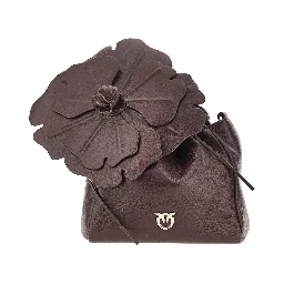 Nappa leather bucket bag with flower