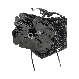Full-strass bucket bag with flower