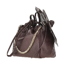 Nappa leather bucket bag with flower
