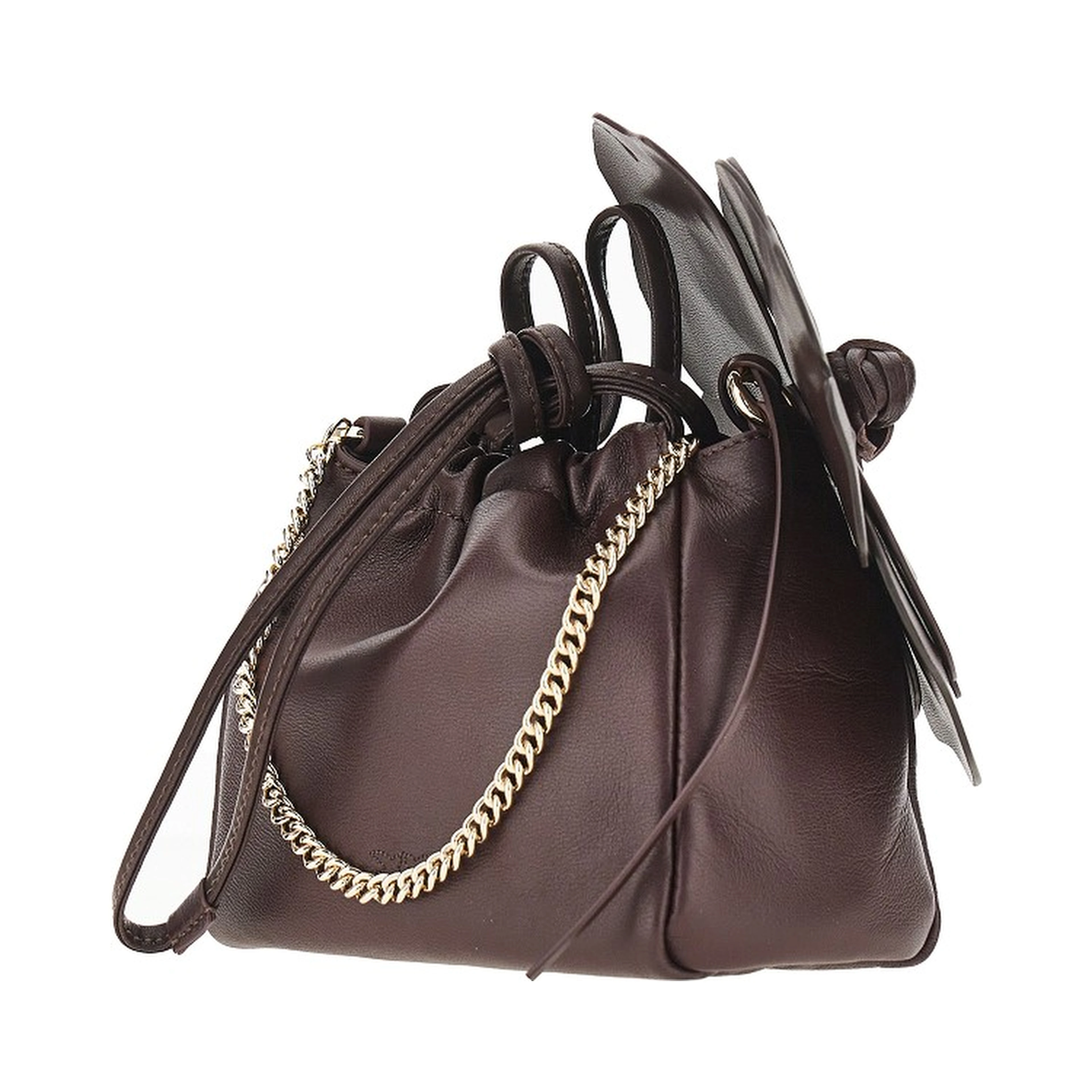 Nappa leather bucket bag with flower