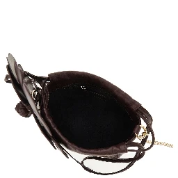Nappa leather bucket bag with flower