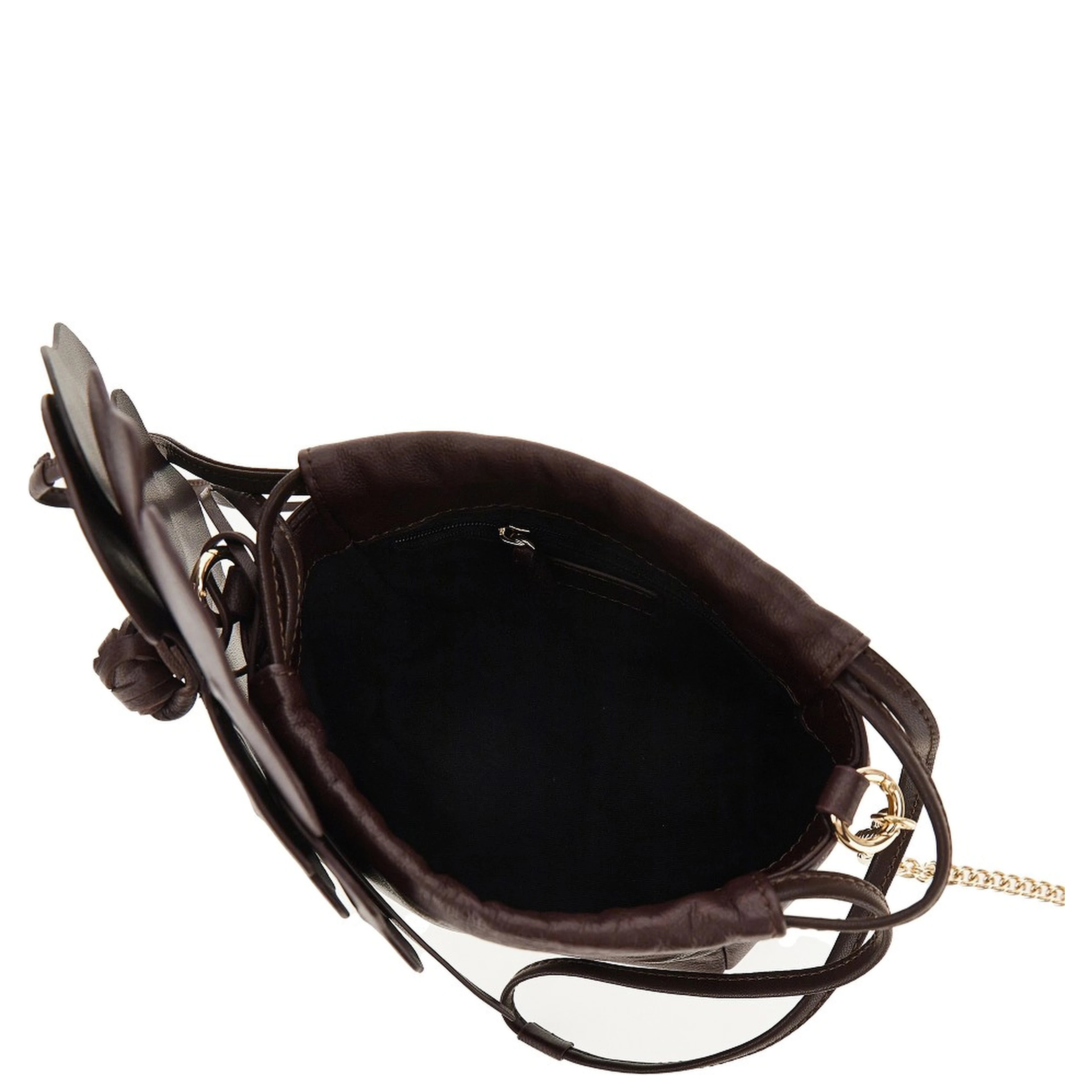 Nappa leather bucket bag with flower